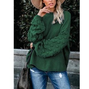 New Oversized Cluster Puff Sleeves Sweater